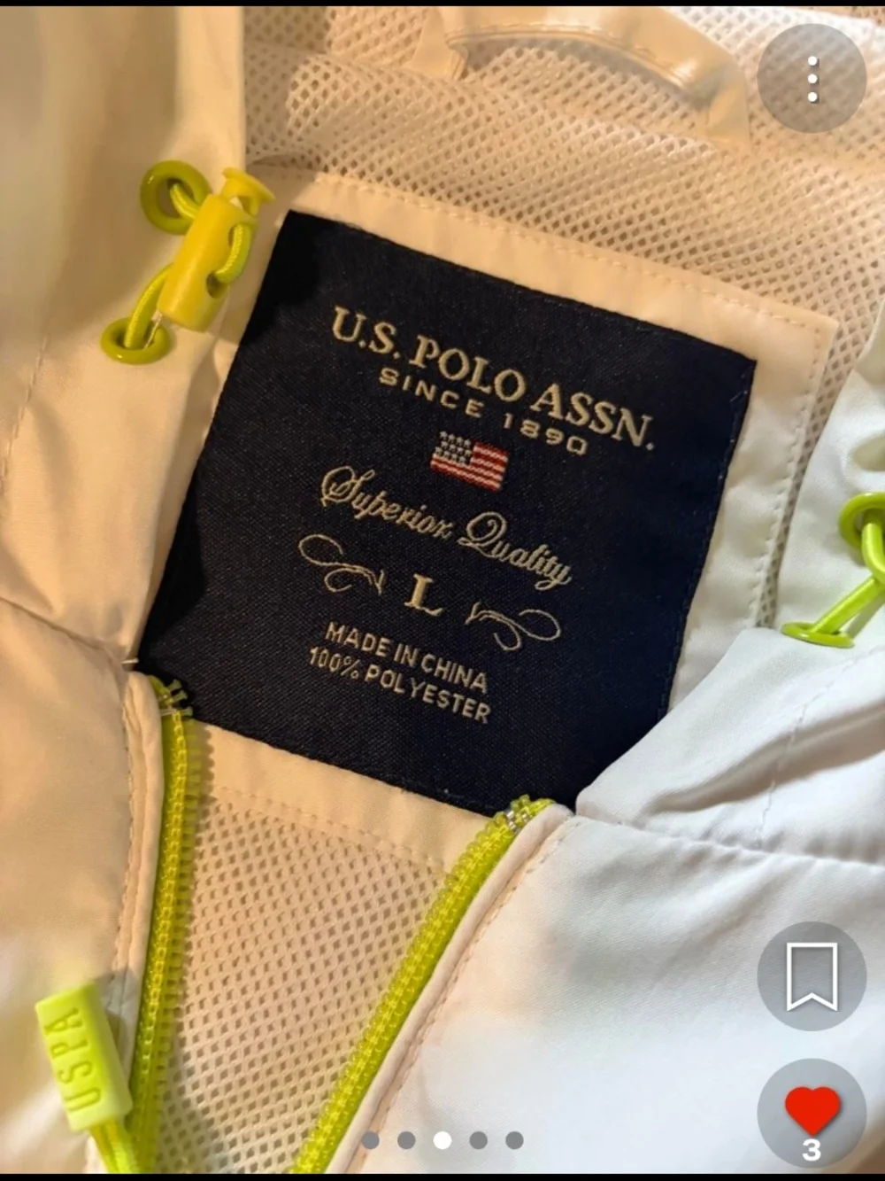 Ralph Lauren White Kids Hooded Raincoat with Neon Yellow Accents